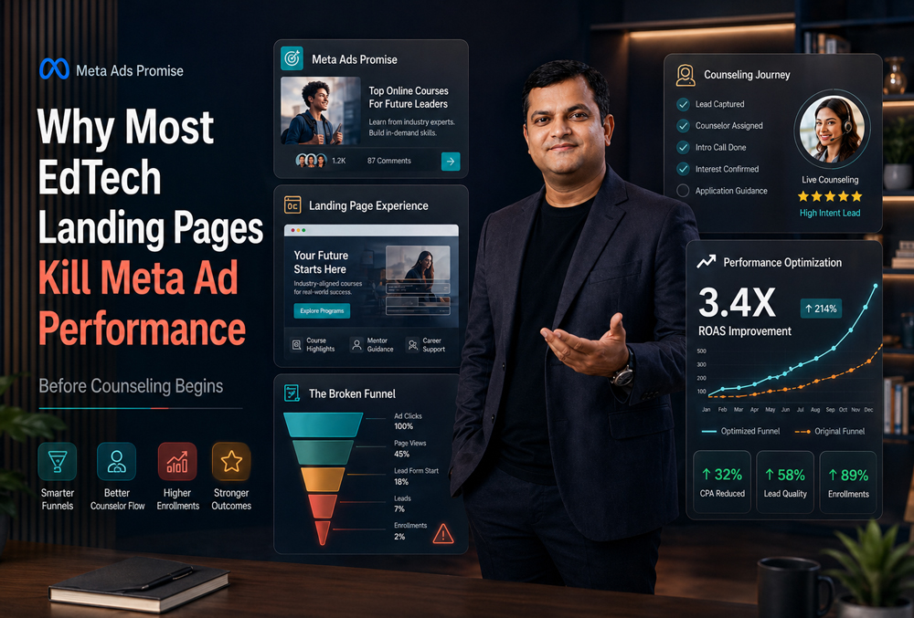 Why Most EdTech Landing Pages Kill Meta Ad Performance Before Counseling Begins